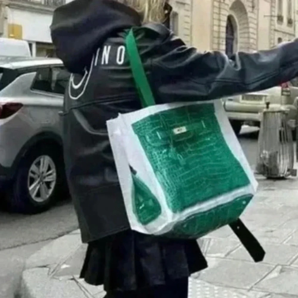 Grocery Bag made from Recycled Plastic Bottles with Novelty Bag Print in Pink